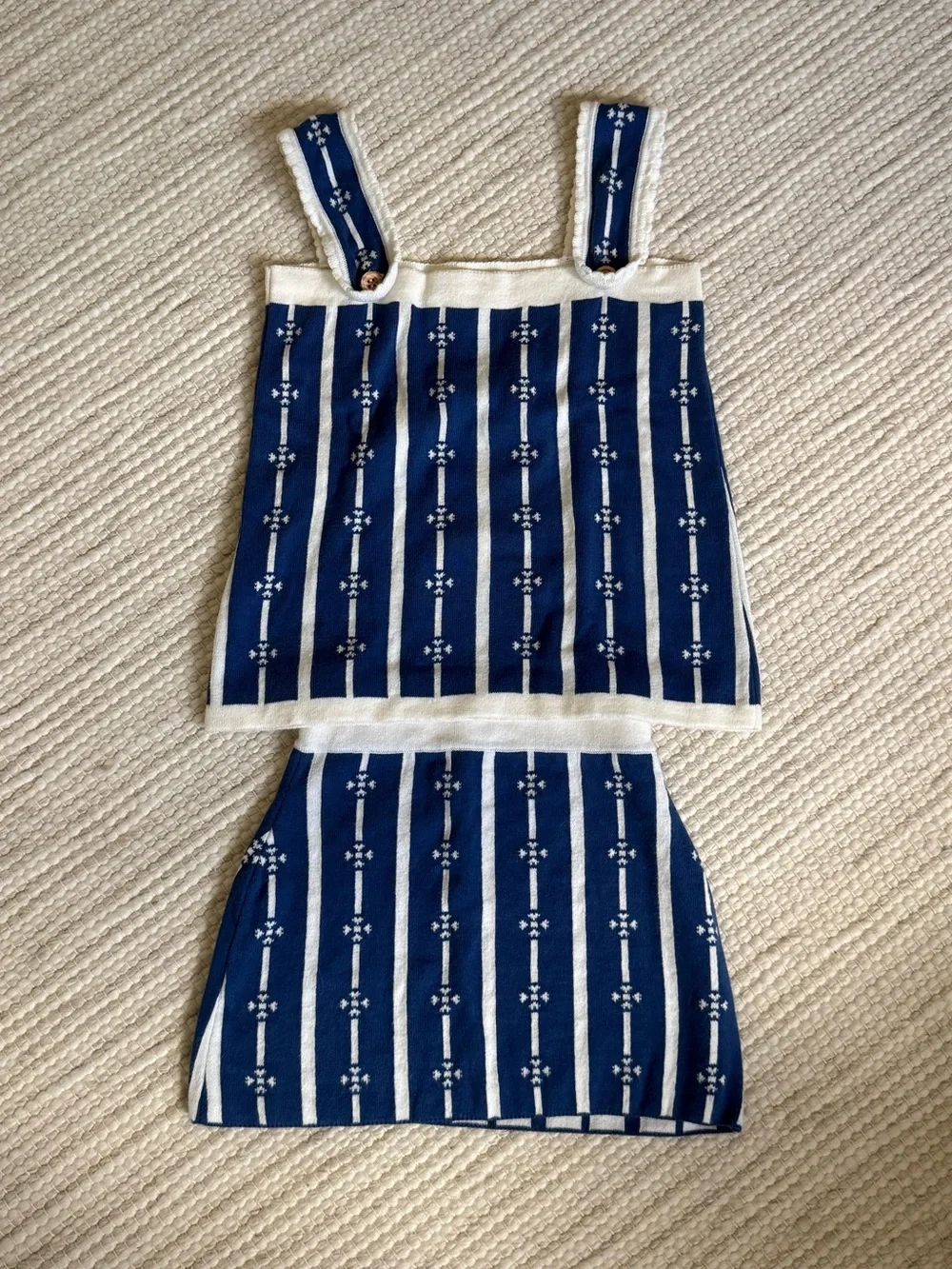 Birinit Navy Blue Patterned Two-Piece Set